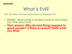 Concept of Evil (Natural and Moral) KS3 Year 7 Philosophy of religion ...