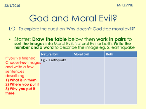 God And Moral Evil, Problem of Evil Year 7 Critical RE KS3