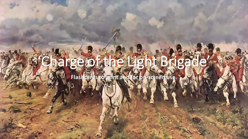 Charge of the Light Brigade Quote flashcards: For Print and Onscreen use with Instructions