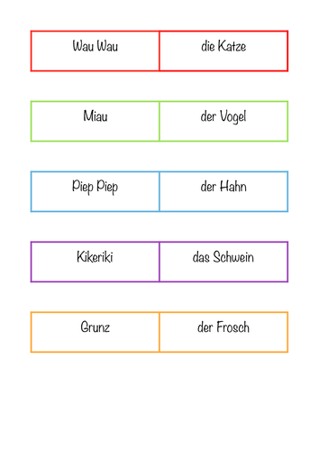 German Dominoes animals and animal sounds