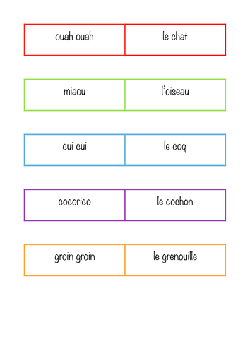 French Dominoes animals and animal sounds