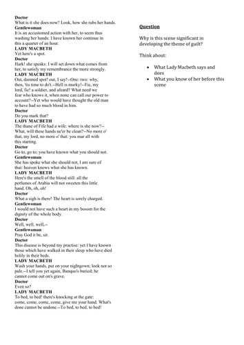 Macbeth Revision AQA New Spec - Lady Macbeth Changes/Guilt