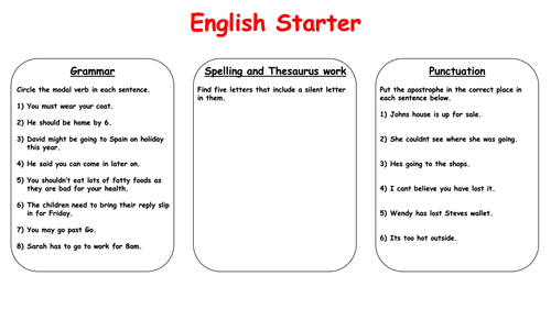 english-starter-activities-year-5-6-teaching-resources