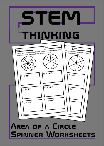 Area of a Circle Spinner Maths Worksheets