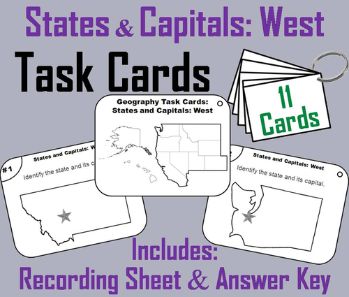 States and Capitals Task Cards: West Region