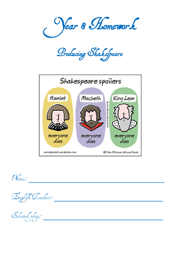 Y8 - Half Term Homework Project - Shakespeare & Drama | Teaching Resources