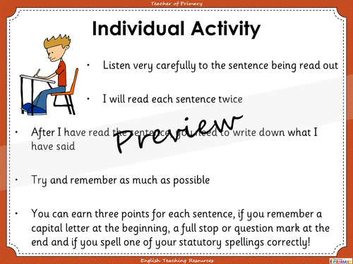 Sentence Dictation 1 - Year 2 | Teaching Resources