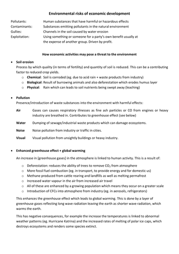 Geography (I)GCSE Revision Notes - Development