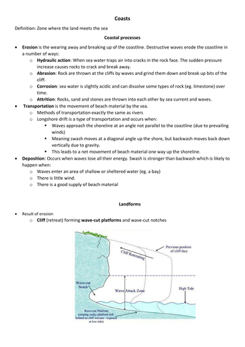 (I)GCSE Coasts Notes