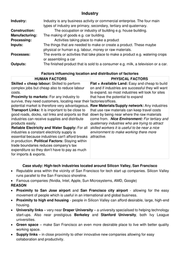 (I)GCSE Industry and Food Production Revision Notes