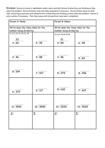 Long Multiplication/Division- Rally Coach (Kagan) | Teaching Resources