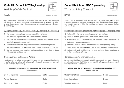 Engineering: Workshop Safety Contract