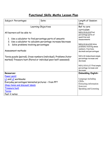 Percentages with a calculator whole lesson. Graded outstanding ...