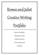 romeo and juliet creative writing activities