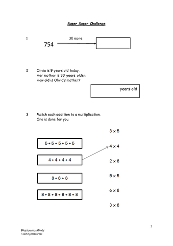 KS1 Year 2 Maths SATs - Addition Revision | Teaching Resources