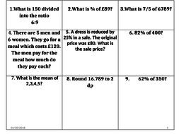 Maths revision quiz L1 + L2 | Teaching Resources