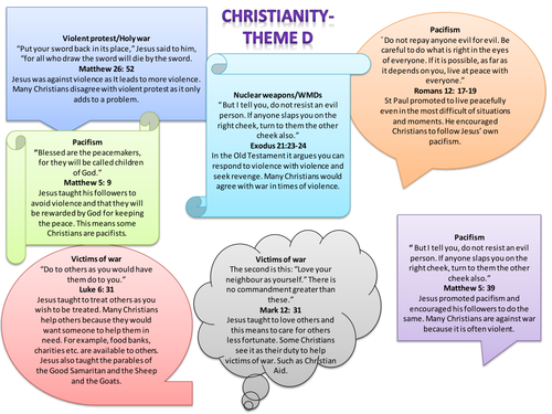 Theme D: Religion, War and Peace- Christian quotes