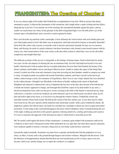 Frankenstein: Shelley's Description of the Monster!