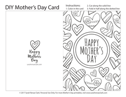Mother39s Day Printable Coloring Card PDF Printable card