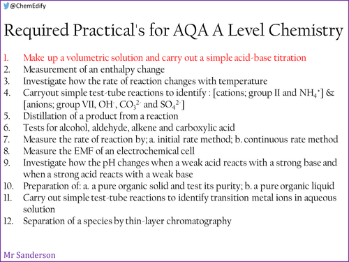 AQA A Level Chemistry Required Practical 1 - Standard solutions and titrations