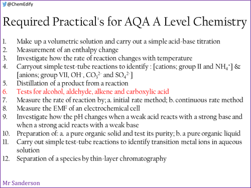 AQA A Level Chemistry Required Practical 6 - Testing for organic compounds
