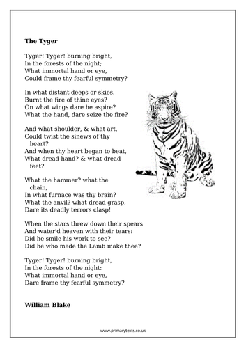 The Tyger Poem: PPT, Worksheets and Activities for KS2 | Teaching Resources
