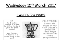 John Cooper Clarke I Wanna Be Yours Poetry Analysis Lesson Teaching Resources