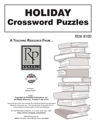 Holiday Crossword Puzzles Teaching Resources
