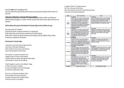 Unseen poetry homework booklet 06 picture