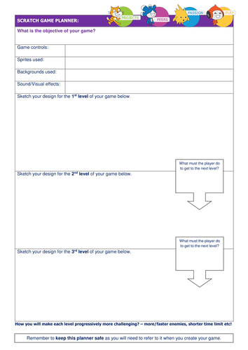 Scratch Game Planner | Teaching Resources