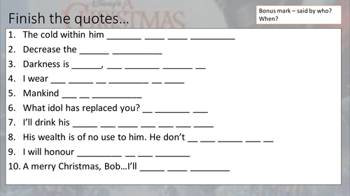 A Christmas Carol Revision Lesson | Teaching Resources