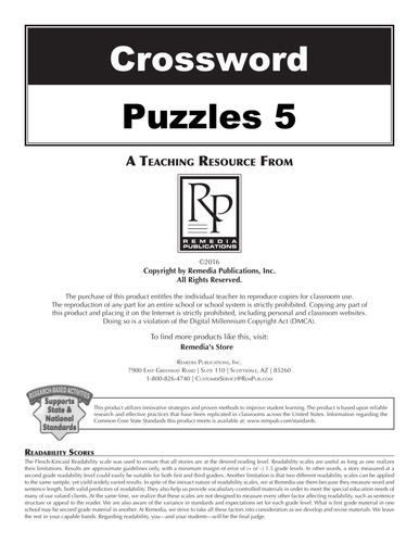 Vocabulary Acquisition Crossword Puzzles  Teaching Resources