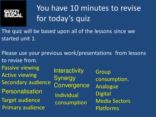 Revision Media Studies BTEC/GCSE.