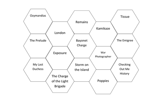AQA conflcit and power poetry linking hexagon revision resource