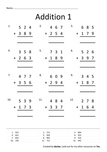 Addition Practice | Teaching Resources