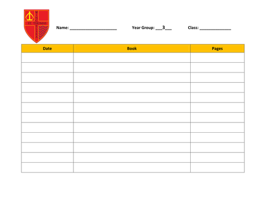 Reading Record assessment sheet (RAG Rateable) based on new curriculum- year 3