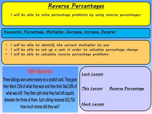 Reverse Percentages