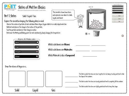 Phet States Of Matter Basics Activity Guide Teaching Resources