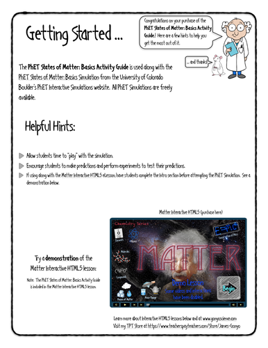 Phet States Of Matter Basics Activity Guide Teaching Resources