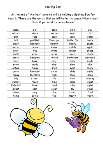 Year 1 Spelling Bee Teaching Resources