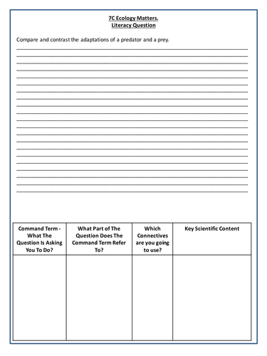 Ecology Matters Literacy Question - Year 7 Science