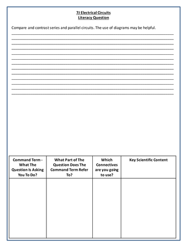 Electrical Circuits Literacy Question - Year 7 Science