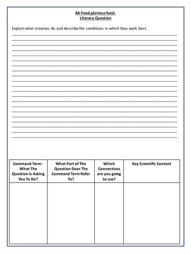 Food and Diet Literacy Question - Year 8 Science