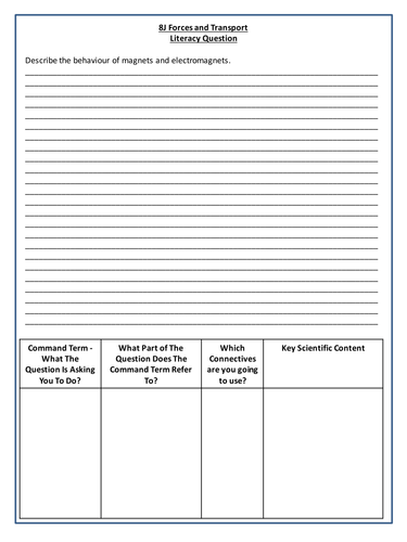 Magnets Literacy Question - Year 8 Science