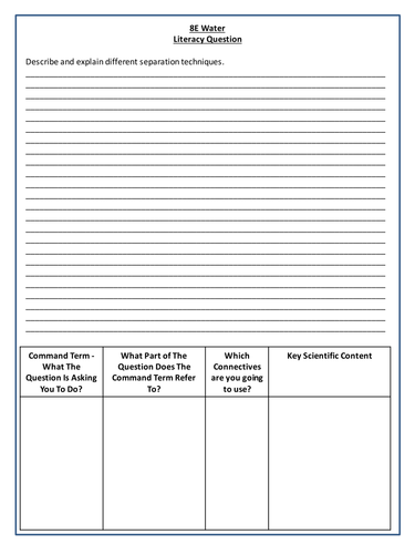 Separation Techniques Literacy Question - Year 8 Science