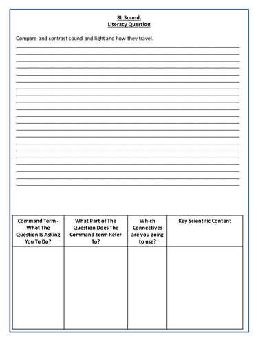 Sound Literacy Question - Year 8 Science