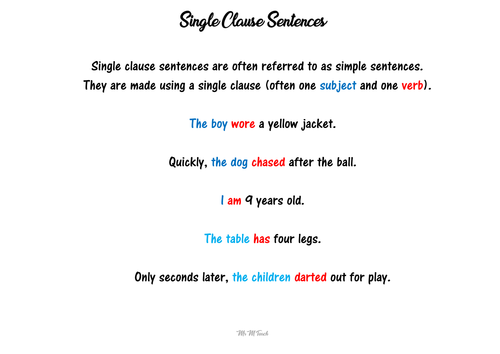 Single And Multi clause Sentences Teaching Resources