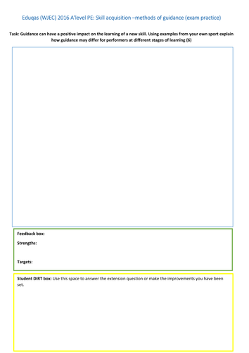 WJEC (Eduqas) A'level PE 2016 - Skill aquisition - methods of guidance