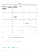 year 6 spag practice sats revision worksheet tenses word classes