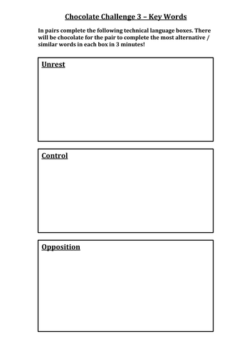 OCR Modern World Key Words Starter Activity